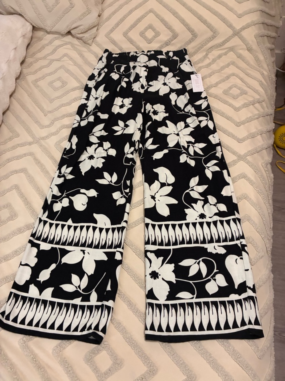Sienna Sky Black & White Floral Wide-Leg Pants